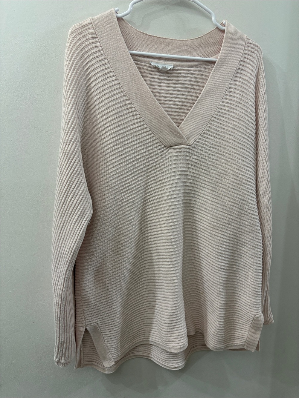 Haven Well within -V-Neck Ribbed cotton blend sweater - light pink - XL